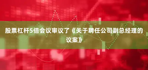 股票杠杆5倍会议审议了《关于聘任公司副总经理的议案》